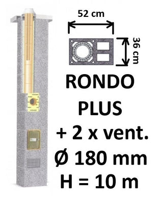 Kamino komplektas SCHIEDEL RONDO PLUS Ø180 mm su 2 ventiliaciniais kanalais B, C, D klasės namams Keramikinis dūmtraukio komplektas