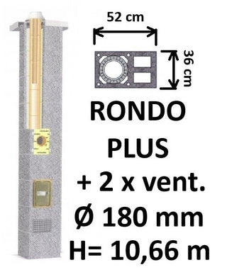 Kamino komplektas SCHIEDEL RONDO PLUS Ø180 mm su 2 ventiliaciniais kanalais B, C, D klasės namams Keramikinis dūmtraukio komplektas