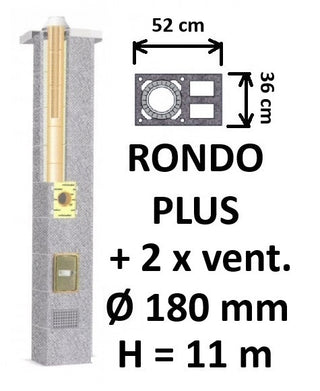 Kamino komplektas SCHIEDEL RONDO PLUS Ø180 mm su 2 ventiliaciniais kanalais B, C, D klasės namams Keramikinis dūmtraukio komplektas