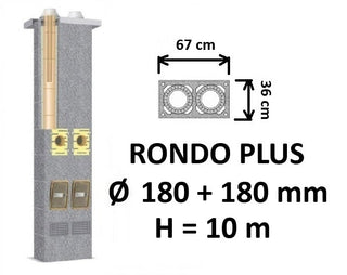 Dvigubo kamino komplektas SCHIEDEL RONDO PLUS Ø180+180 mm, dvigubas keramikinis dūmtraukis B, C, D klasės namams