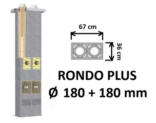 Dvigubo kamino komplektas SCHIEDEL RONDO PLUS Ø180+180 mm, dvigubas keramikinis dūmtraukis B, C, D klasės namams