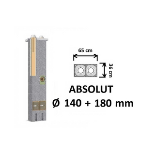 Dvigubo kamino komplektas Schiedel Absolut Ø140+180 mm. Dvigubas keramikinis kaminas A, A+, A++ klasės namams