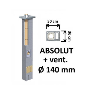 Kamino komplektas Schiedel Absolut Ø140 mm su ventiliaciniu kanalu. Keramikinis dūmtraukio komplektas A, A+, A++ namams