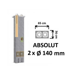 Dvigubo kamino komplektas Schiedel Absolut Ø140+140 mm. Dvigubas keramikinis kaminas A, A+, A++ klasės namams