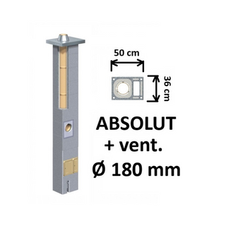 Kamino komplektas Schiedel Absolut Ø180 mm su ventiliaciniu kanalu. Keramikinis dūmtraukio komplektas A, A+, A++ namams