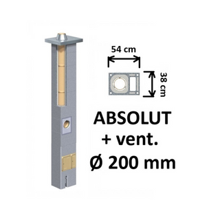 Kamino komplektas Schiedel Absolut Ø200 mm su ventiliaciniu kanalu. Keramikinis dūmtraukio komplektas A, A+, A++ namams