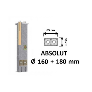 Dvigubo kamino komplektas Schiedel Absolut Ø160+180 mm. Dvigubas keramikinis kaminas A, A+, A++ klasės namams