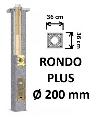 Kamino komplektas SCHIEDEL RONDO PLUS Ø200 mm, B, C, D klasės namams. Keramikinis kaminas. Keraminio dūmtraukio komplektas.
