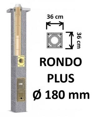 Kamino komplektas SCHIEDEL RONDO PLUS Ø180 mm, B, C, D klasės namams. Keramikinis kaminas. Keraminio dūmtraukio komplektas.