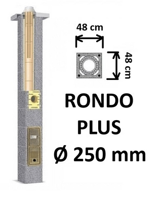 Kamino komplektas SCHIEDEL RONDO PLUS Ø250 mm, B, C, D klasės namams. Keramikinis kaminas. Keraminio dūmtraukio komplektas.