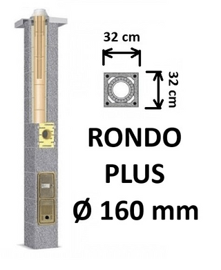 Kamino komplektas SCHIEDEL RONDO PLUS Ø160 mm, B, C, D klasės namams. Keramikinis kaminas. Keraminio dūmtraukio komplektas.