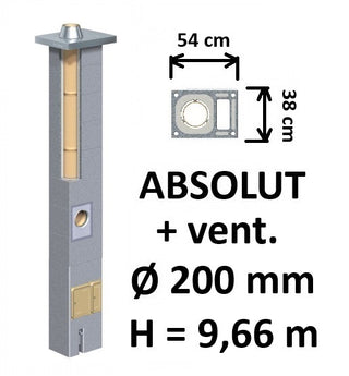 Kamino komplektas Schiedel Absolut Ø200 mm su ventiliaciniu kanalu, keramikinis dūmtraukis namams A, A+, A++