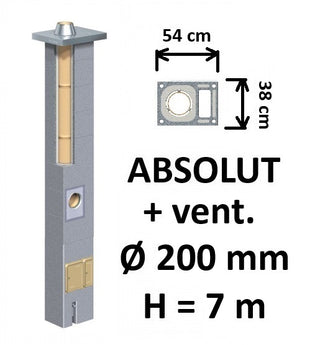 Kamino komplektas Schiedel Absolut Ø200 mm su ventiliaciniu kanalu, keramikinis dūmtraukis namams A, A+, A++