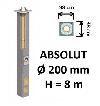 Kamino komplektas Schiedel Absolut Ø200 mm keramikinis dūmtraukis A, A+, A++ namams