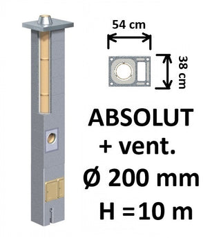 Kamino komplektas Schiedel Absolut Ø200 mm su ventiliaciniu kanalu, keramikinis dūmtraukis namams A, A+, A++