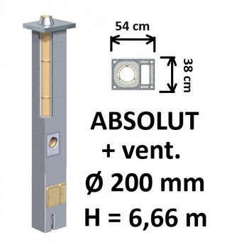 Kamino komplektas Schiedel Absolut Ø200 mm su ventiliaciniu kanalu, keramikinis dūmtraukis namams A, A+, A++