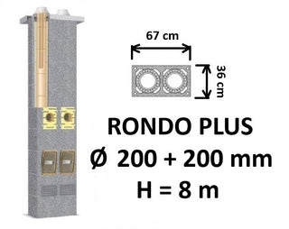 Dvigubo kamino komplektas SCHIEDEL RONDO PLUS Ø200+200 mm, B, C, D klasės namams, keramikinis dūmtraukis