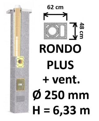 Kamino komplektas SCHIEDEL RONDO PLUS Ø250 mm keramikinis su ventiliaciniu kanalu B-D namams