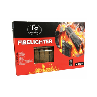 24 vnt. FIRE FAMILY degtuko tipo užkūrikliai židiniams, krosnelėms, griliui, kepsninėms ir laužams įkurti