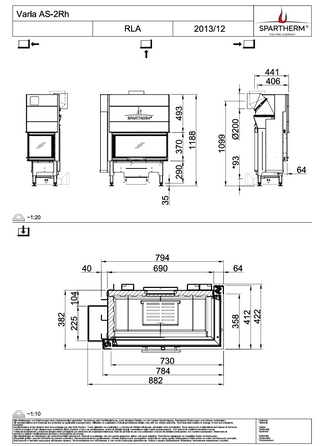 Spartherm Varia AS-2Rh židinio kapsulės matmenys