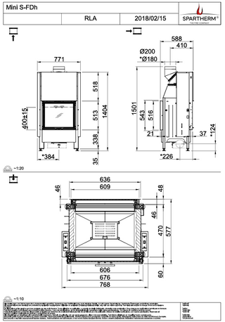 Spartherm Mini S-FDh židinio kapsulės matmenys