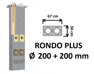 Dvigubo kamino komplektas SCHIEDEL RONDO PLUS Ø200+200 mm, dvigubas keramikinis dūmtraukis B, C, D klasės namams