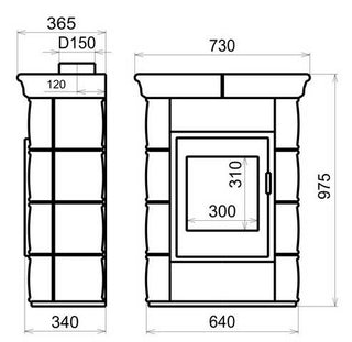 THORMA BORGHOLM Keramik - riešutmedžio spalvos keraminė malkinė krosnelė, 7 kW (Copy)