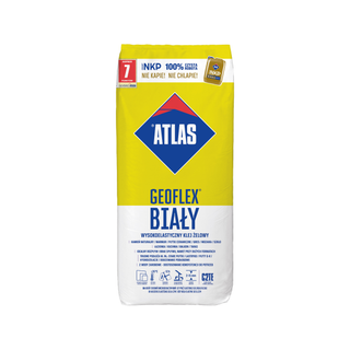 Ypač elastingi balti geliniai plytelių klijai ATLAS GEOFLEX BIALY, 25gk, 2–15 mm, C2TE