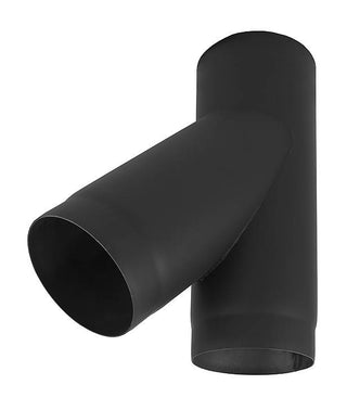 DARCO D-130 mm dūmtraukio trišakis 45 laipsnių. Kamino pajungimo trišakis židiniams ir krosnelėms. Juodas dūmų pajungimo trišakis.