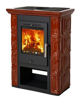 THORMA BORGHOLM Keramik - tamsiai rudos spalvos keraminė malkinė krosnelė, 7 kW