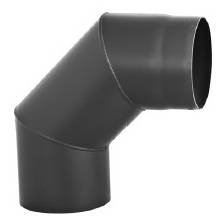 DARCO D-150 mm / 90° dūmtraukio alkūnė. Kamino pajungimo alkūnė židiniams ir krosnelėms. Juoda dūmų alkūnė.
