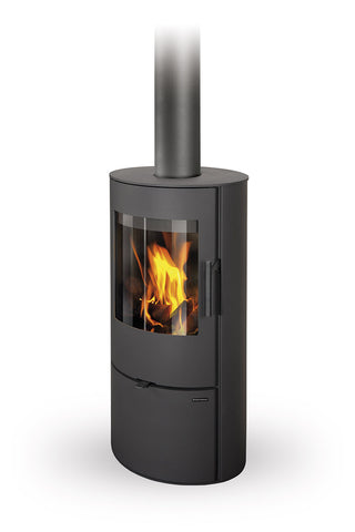 Romotop EVORA STEEL lenktas apvalus židinys - apvali krosnelė