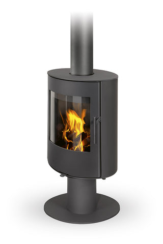 Romotop EVORA T STEEL lenktas apvalus židinys - apvali krosnelė