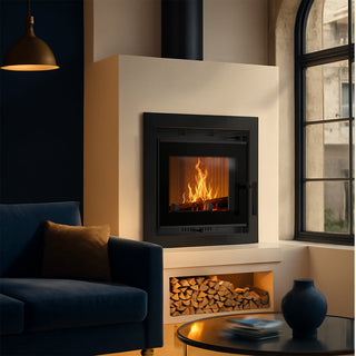 Kratki NEL DECO 8 kW židinys – židinio kapsulė su tiesiu stiklu, į šoną atidaromomis durelėmis