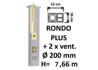 Kamino komplektas SCHIEDEL RONDO PLUS Ø200 mm su dviem ventiliaciniais kanalais, keramikinis dūmtraukio komplektas B, C, D klasės namams