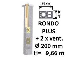 Kamino komplektas SCHIEDEL RONDO PLUS Ø200 mm su dviem ventiliaciniais kanalais, keramikinis dūmtraukio komplektas B, C, D klasės namams