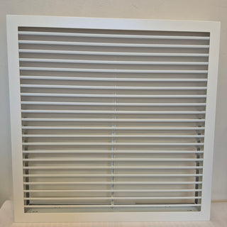 Nestandartinės baltos grotelės židiniams 400 x 400 mm, nukreipančios. Tiesios židinio grotelės su montavimo lizdu