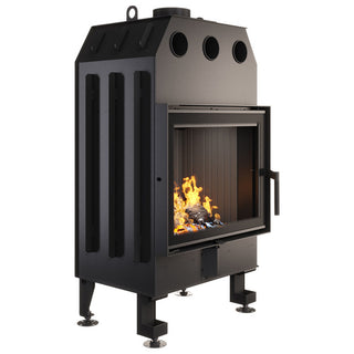 SAVEN ENERGY 60x50 BLACK (14,5kW) ECO židinys su juodu šamotu pakuroje. Plieninė židinio kapsulė tiesiu į šoną atidarimu stiklu.