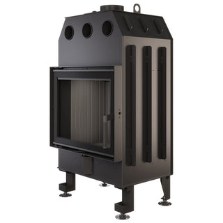 SAVEN ENERGY 60x50 BLACK (14,5kW) ECO židinys su juodu šamotu pakuroje. Plieninė židinio kapsulė tiesiu į šoną atidarimu stiklu.