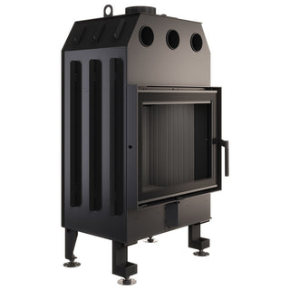 SAVEN ENERGY 60x50 BLACK (14,5kW) ECO židinys su juodu šamotu pakuroje. Plieninė židinio kapsulė tiesiu į šoną atidarimu stiklu.