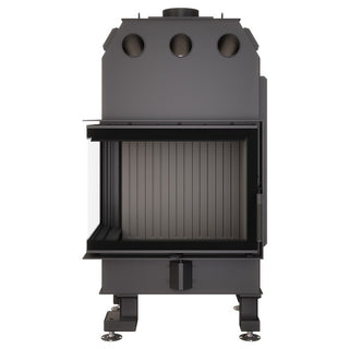 SAVEN ENERGY 65x50x47L BLACK (14,5kW) ECO kampinis židinys su juodu šamotu pakuroje. Plieninė židinio kapsulė kampiniu į šoną atidarimu stiklu.