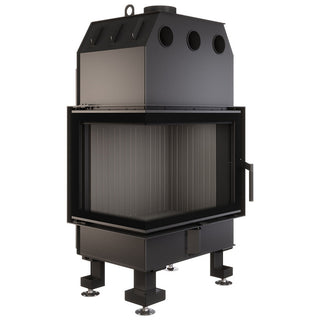 SAVEN ENERGY 65x50x47L BLACK (14,5kW) ECO kampinis židinys su juodu šamotu pakuroje. Plieninė židinio kapsulė kampiniu į šoną atidarimu stiklu.