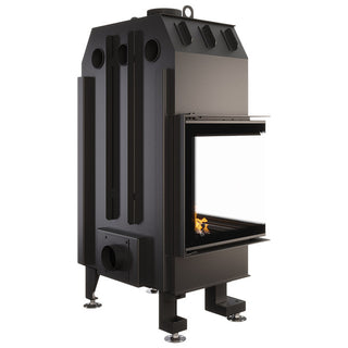 SAVEN ENERGY 65x50x47L BLACK (14,5kW) ECO kampinis židinys su juodu šamotu pakuroje. Plieninė židinio kapsulė kampiniu į šoną atidarimu stiklu.