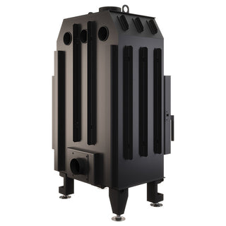 SAVEN ENERGY 65x50x47R BLACK (14,5kW) ECO kampinis židinys su juodu šamotu pakuroje. Plieninė židinio kapsulė kampiniu į šoną atidarimu stiklu.
