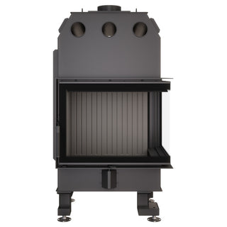 SAVEN ENERGY 65x50x47R BLACK (14,5kW) ECO kampinis židinys su juodu šamotu pakuroje. Plieninė židinio kapsulė kampiniu į šoną atidarimu stiklu.