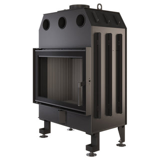 SAVEN ENERGY 70x50 BLACK (15,1kW) ECO židinys su juodu šamotu pakuroje. Plieninė židinio kapsulė tiesiu į šoną atidarimu stiklu.