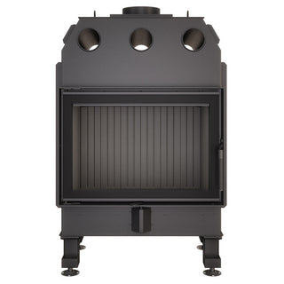 SAVEN ENERGY 70x50 BLACK (15,1kW) ECO židinys su juodu šamotu pakuroje. Plieninė židinio kapsulė tiesiu į šoną atidarimu stiklu.