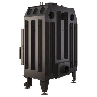 SAVEN ENERGY 70x50 BLACK (15,1kW) ECO židinys su juodu šamotu pakuroje. Plieninė židinio kapsulė tiesiu į šoną atidarimu stiklu.