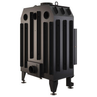 SAVEN ENERGY 70x50 BLACK (15,1kW) ECO židinys su juodu šamotu pakuroje. Plieninė židinio kapsulė tiesiu į šoną atidarimu stiklu.