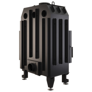 SAVEN ENERGY 75x50x47R BLACK (15,1kW) ECO kampinis židinys su juodu šamotu pakuroje. Plieninė židinio kapsulė kampiniu į šoną atidarimu stiklu.
